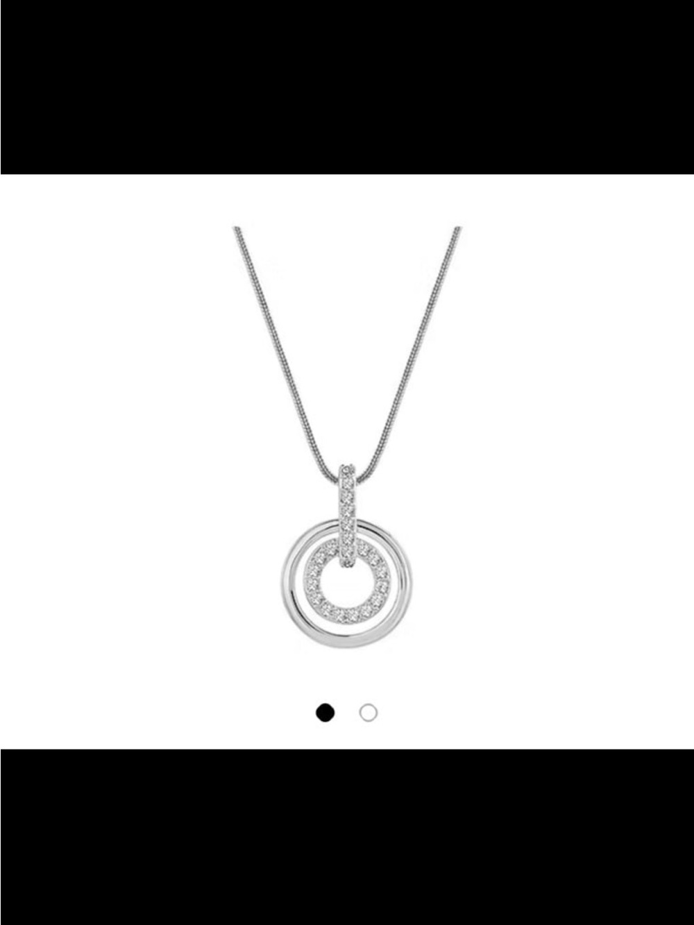 Authentic swarovski double circle pendant like new rhodium necklace #1568